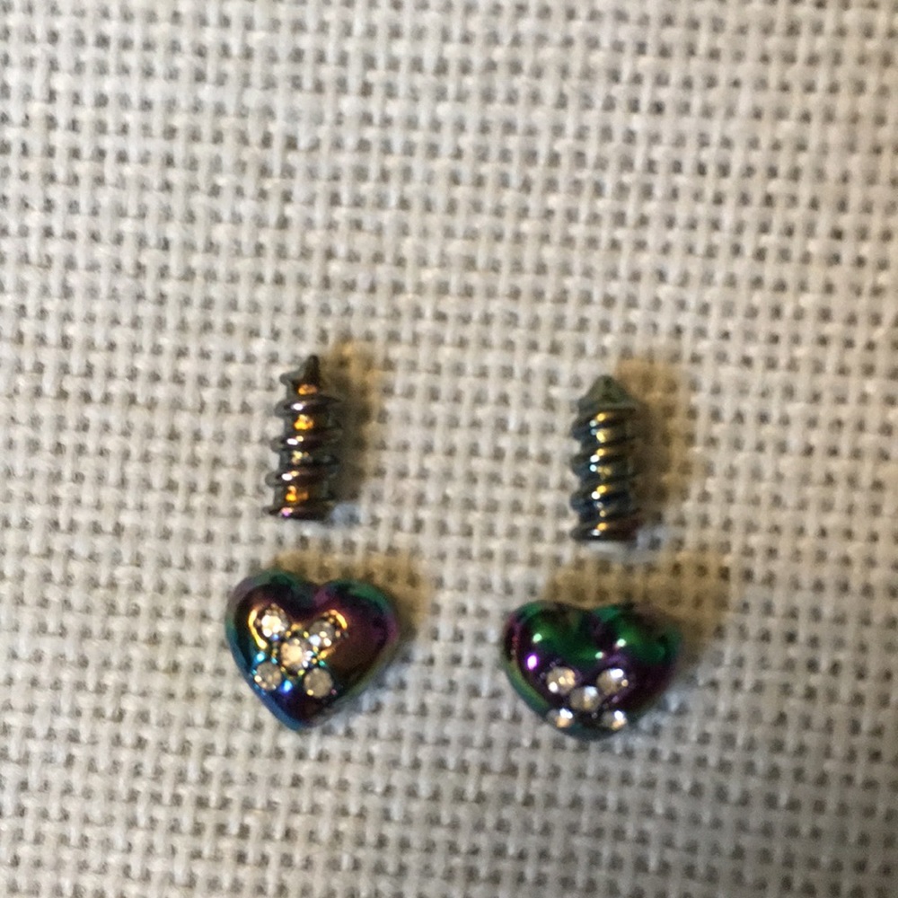 Betsey Johnson studded screw heart earrings
